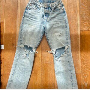 Levi's blue denim ripped jeans